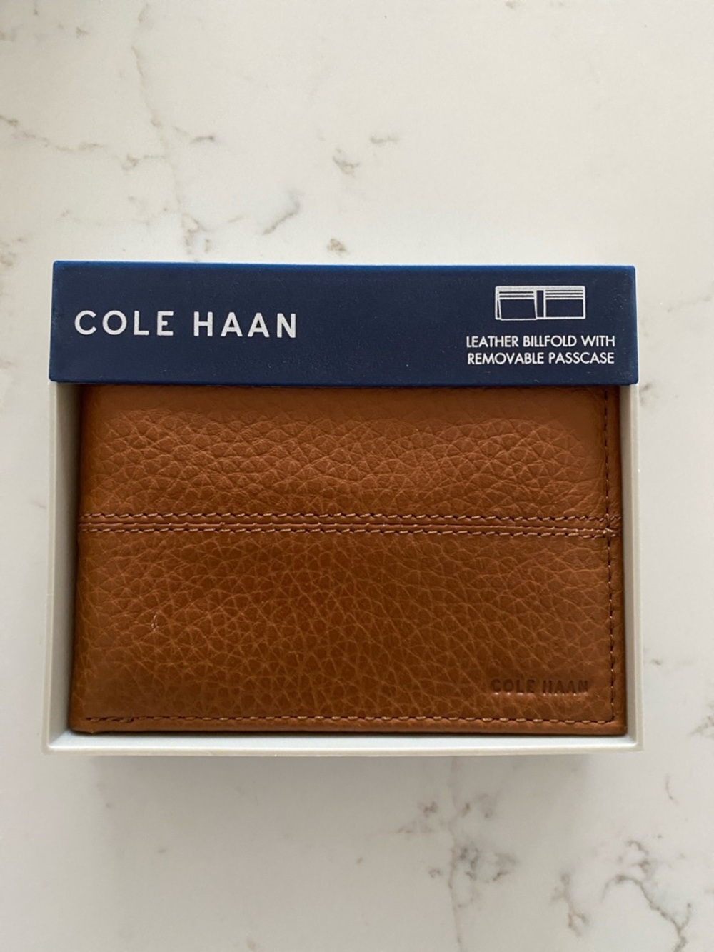 Cole Haan Pecan Brown Leather Billfold with Removable Passcase